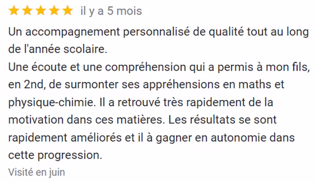 Témoignage d'un élève ayant réussi grâce aux cours particuliers de Petit Prof